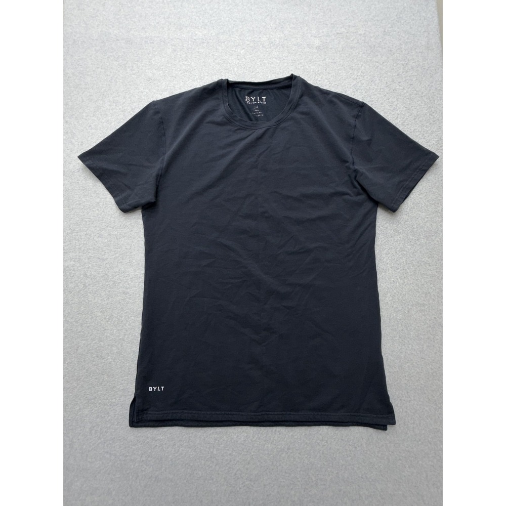 BYLT Shirt Mens Large Black Drop Cut Crewneck Premium Basics Soft Stretch Tee